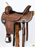 Hilason Western Horse Trail Barrel Racing American Leather Saddle Dark Brown