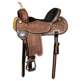 Hilason Western Horse Trail Barrel Racing American Leather Saddle Dark Brown