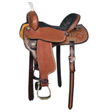 Hilason Western Horse Trail Barrel Racing American Leather Saddle Dark Brown - Uhorse