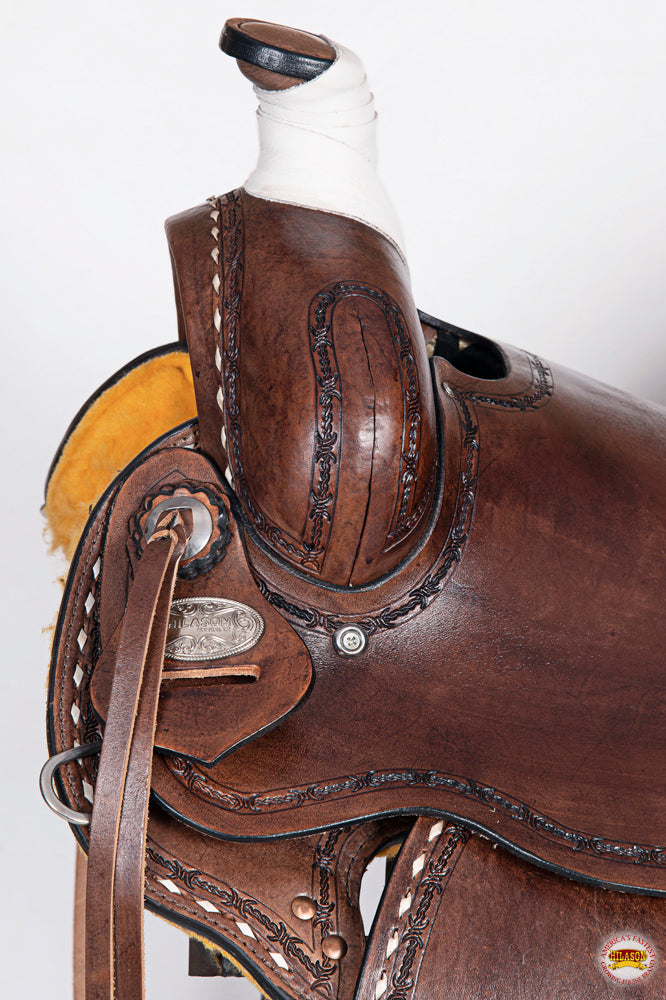 HILASON Western Horse Saddle American Leather Ranch Roping Trail Dark Brown | Hand Tooled Wade & For Horses