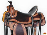 HILASON Western Horse Saddle American Leather Ranch Roping | Hand Tooled | Horse Saddle | Western Saddle | Wade & Roping Saddle | Horse Leather Saddle | Saddle For Horses