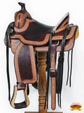 HILASON Western Horse Saddle American Leather Ranch Roping | Hand Tooled | Horse Saddle | Western Saddle | Wade & Roping Saddle | Horse Leather Saddle | Saddle For Horses