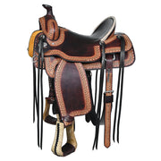 HILASON Western Horse Saddle American Leather Ranch Roping | Hand Tooled | Horse Saddle | Western Saddle | Wade & Roping Saddle | Horse Leather Saddle | Saddle For Horses