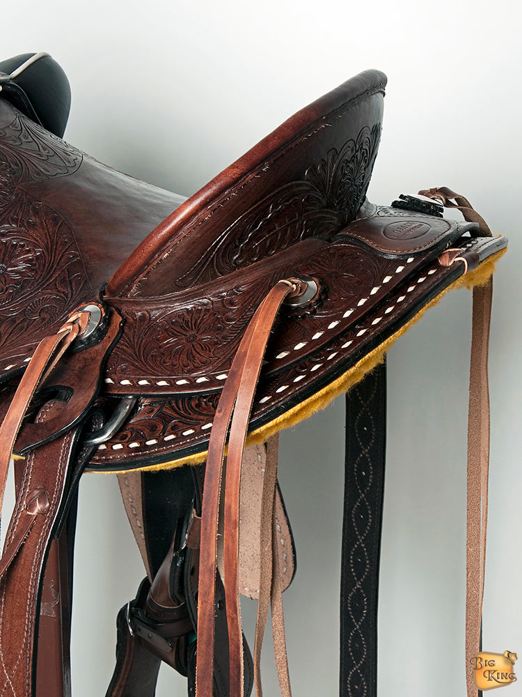 HILASON Western Horse Wade Saddle American Leather Trail Barrel Dark Brown | Hand Tooled & Roping For Horses