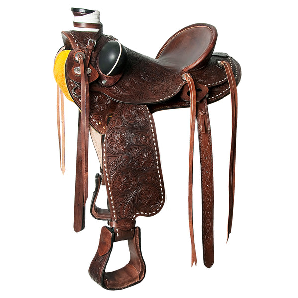 Western Horse Wade Saddle American Leather Trail Barrel Hilason Dark Brown - Uhorse