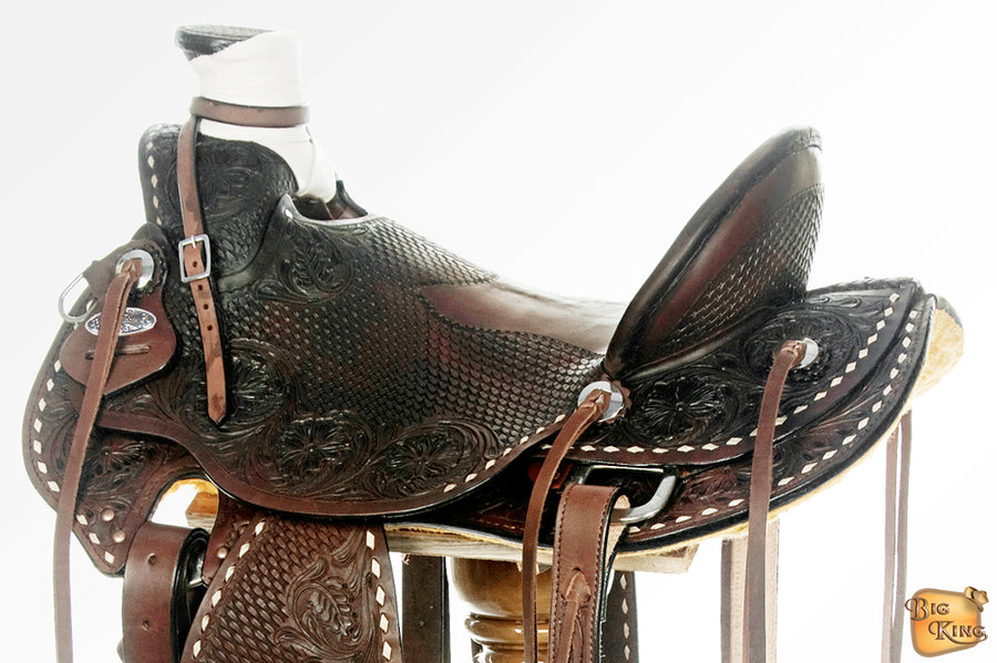 HILASON Western Horse Wade Saddle American Leather Ranch Roping Dark Brown | Hand Tooled & For Horses