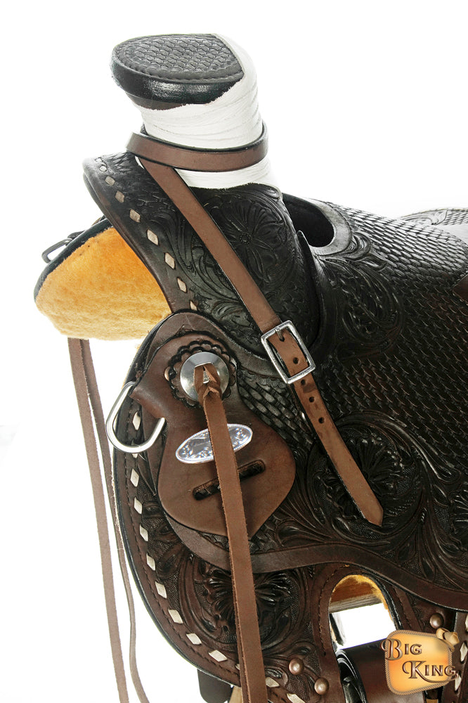 HILASON Western Horse Wade Saddle American Leather Ranch Roping Dark Brown | Hand Tooled & For Horses