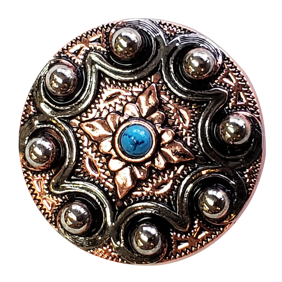 HILASON Western Screw Back 2 Tone Finishing Concho with Turquoise Crystal - Uhorse