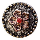 HILASON Western Screw Back Antique Brass Finish Concho W/ Red Rhinestones