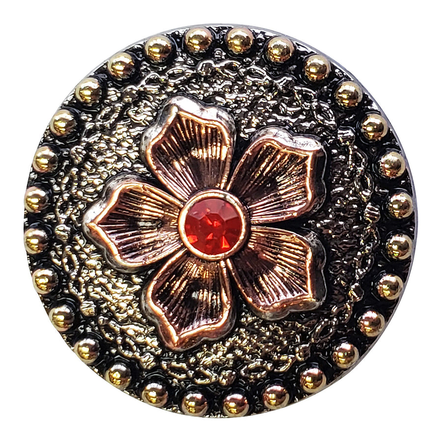 HILASON Western Screw Back Antique Brass Finish Concho with Red Rhinestones - Uhorse