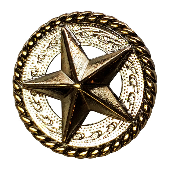 Brass star concho with rope border - Uhorse