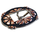 3/4 In Hilason Western Style Floral Belt Buckle 2-Tone Finishing Concho Black Tack Headstall