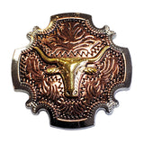 1 1/2" Hilason Western Horse Concho 3-Tone Finish Steer Head Brown - Uhorse