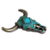 1 1/2" Hilason Western Horse Concho Antique Nickel With Turquoise Steer Head Turquoise