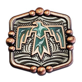 1 1/2" Hilason Western Horse Concho Antique Copper Turquoise Enamel Brown