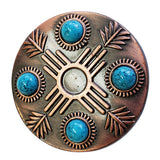 1 1/2" Hilason Western Horse Concho Antique Copper Turquoise Stone Brown - Uhorse