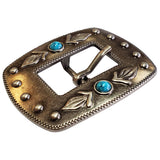 HILASON Western Antique Nickel Finishing Buckle Concho W/ Turquoise Stone
