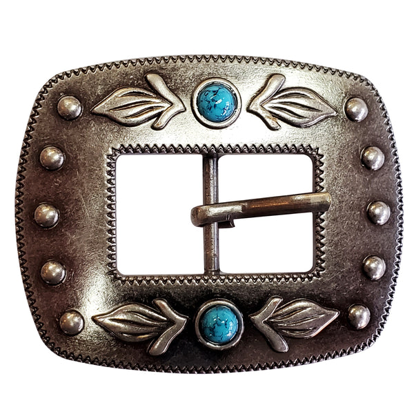 HILASON Western Antique Nickel Finishing Buckle Concho with Turquoise Stone - Uhorse