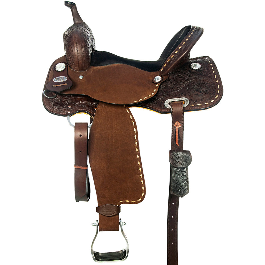 15 In Hilason W. H. Barrel Trail Pleasurer American Leather Saddle – by Hilason – Cowboy and equestrian accessories