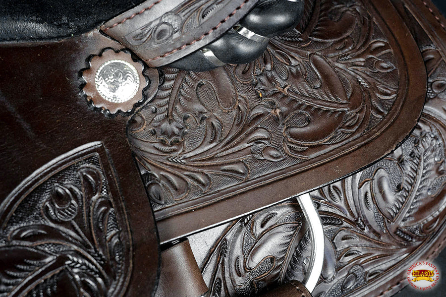 HILASON Western Horse Saddle American Leather Cowboy Trail Ranch Roping | Hand Tooled Wade & For Horses