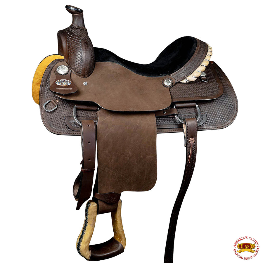 16 In Western Horse Saddle American Leather Ranch Roping Cowboy Hilason - Uhorse