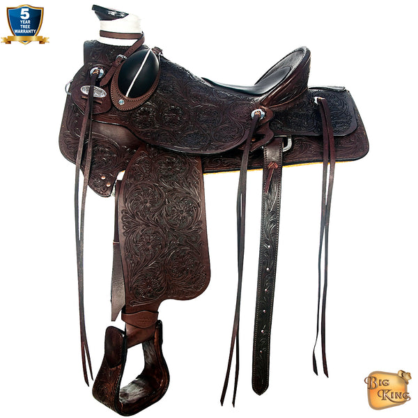 Western Horse Wade Saddle American Leather Ranch Roping Dark Brown Hilason - Uhorse