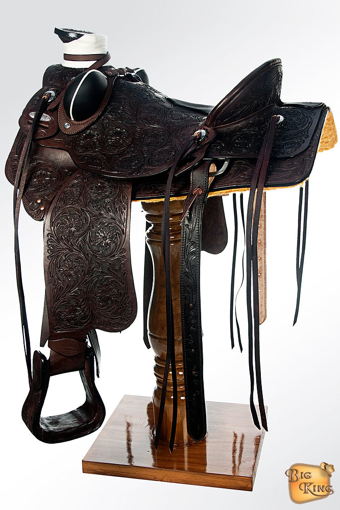 HILASON Western Horse Wade Saddle American Leather Ranch Roping Dark Brown | Hand Tooled & For Horses