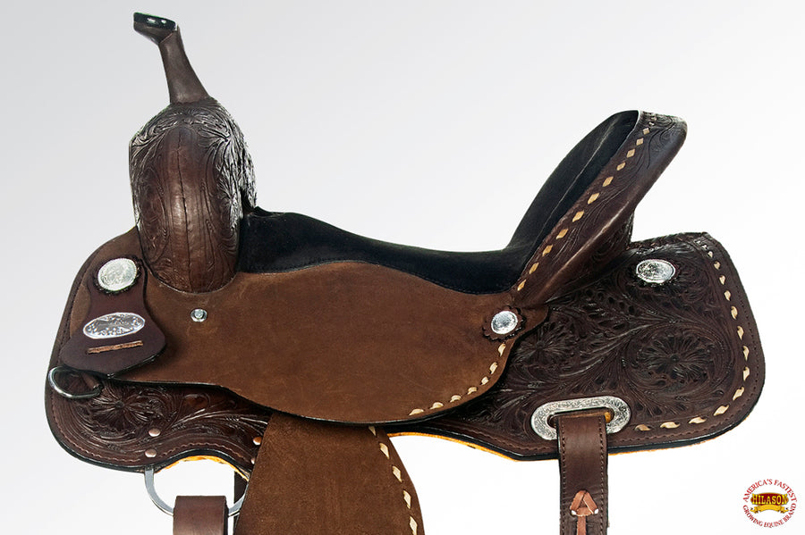 HILASON Western Horse Barrel Saddle Trail Pleasurer Leather | Treeless for Horses