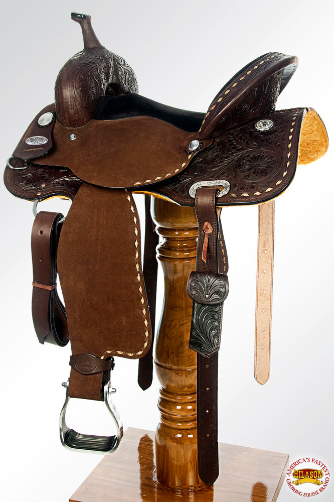 HILASON Western Horse Barrel Saddle Trail Pleasurer Leather | Treeless for Horses