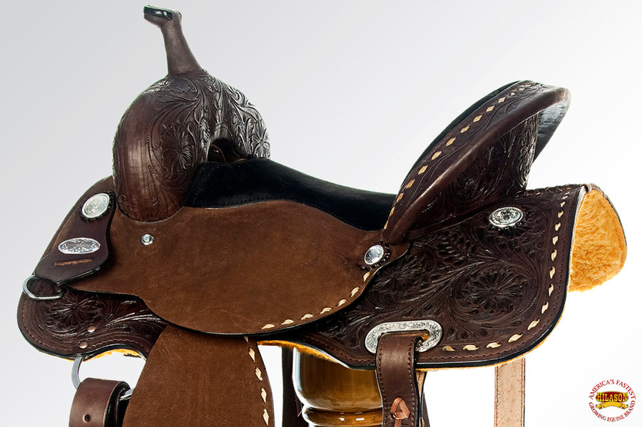 HILASON Western Horse Barrel Saddle Trail Pleasurer Leather | Treeless for Horses
