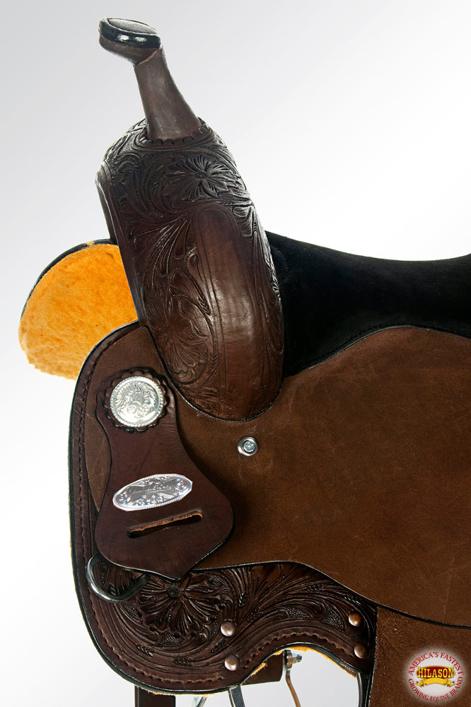 HILASON Western Horse Barrel Saddle Trail Pleasurer Leather | Treeless for Horses