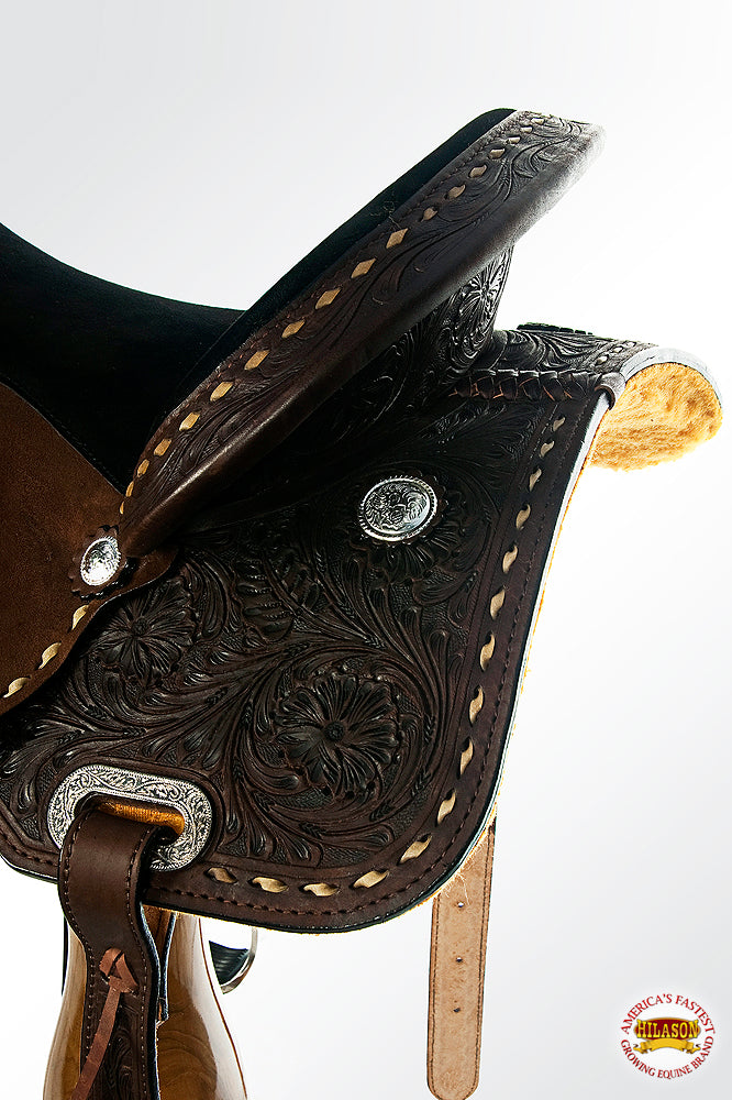 HILASON Western Horse Barrel Saddle Trail Pleasurer Leather | Treeless for Horses