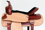 Western Horse Ranch Roping Cowboy Saddle American Leather Tack Set Brown/Tan Comfytack