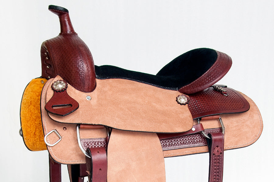 Comfytack Western Saddle Leather Trail Tack Hand Tooled Brown/Tan | Western Saddle | Saddle for Horses | Horse Tack Set
