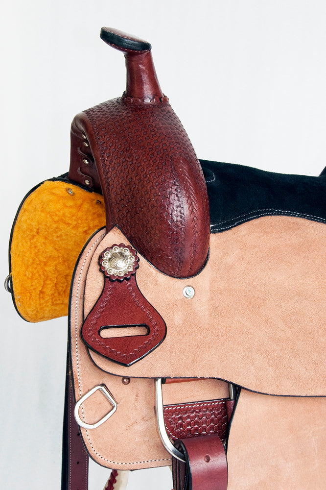 Comfytack Western Saddle Leather Trail Tack Hand Tooled Brown/Tan | Western Saddle | Saddle for Horses | Horse Tack Set