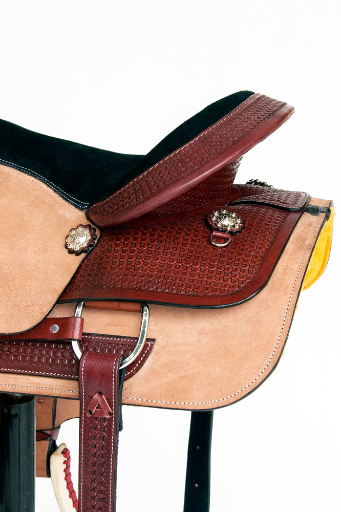 Comfytack Western Saddle Leather Trail Tack Hand Tooled Brown/Tan | Western Saddle | Saddle for Horses | Horse Tack Set