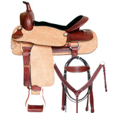 Western Horse Ranch Roping Cowboy Saddle American Leather Tack Set Brown/Tan Comfytack