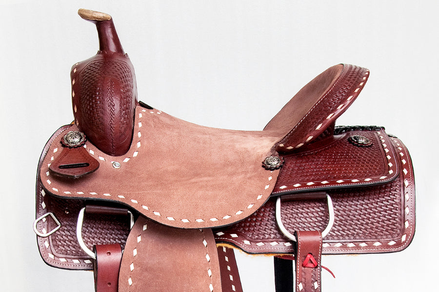 Comfytack Western Saddle Leather Trail Tack Hand Tooled Brown/Tan | Western Saddle | Saddle for Horses | Horse Tack Set