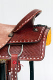 Western Horse Ranch Roping Cowboy Saddle American Leather Tack Set Brown/Tan Comfytack