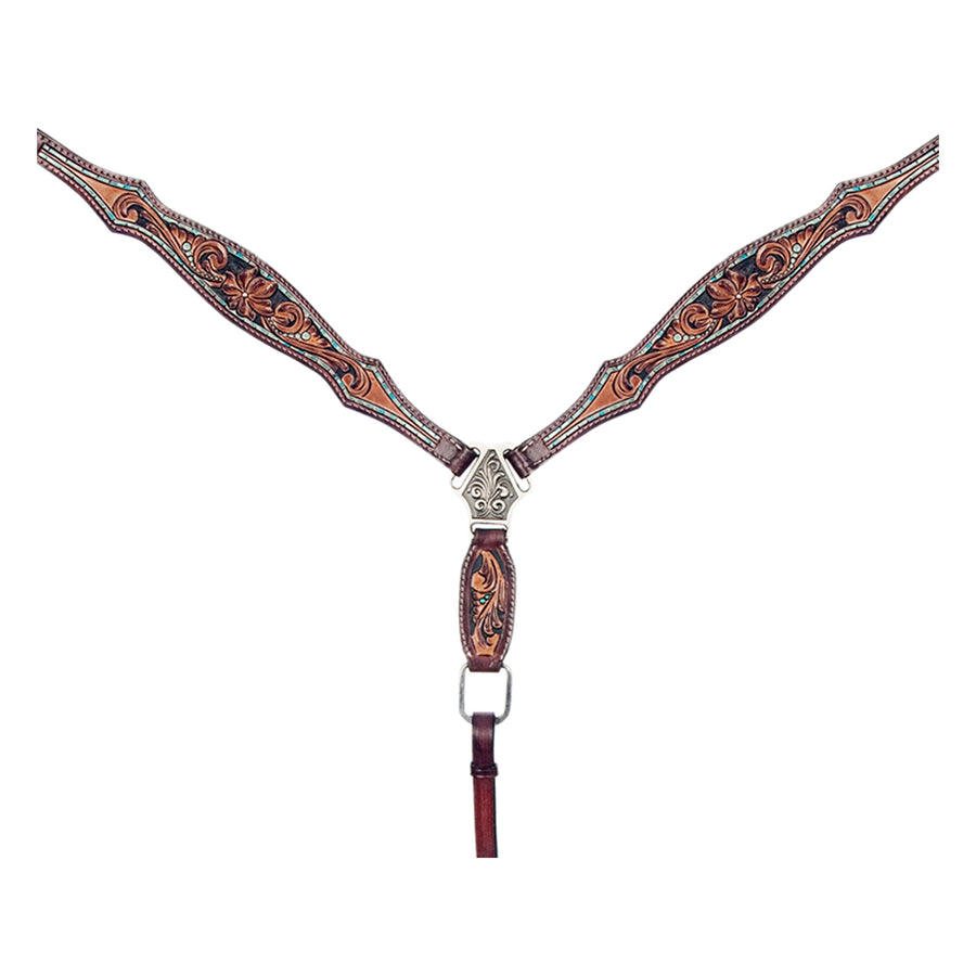 American Darling Western Horse Floral Genuine Leather Headstall Tack Set | Breast Collar for Horses