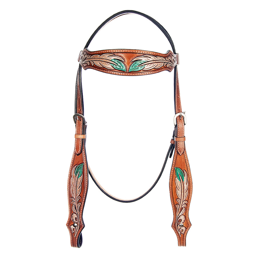 American Darling Western Horse Floral Genuine Leather Headstall Tack Set | Breast Collar for Horses