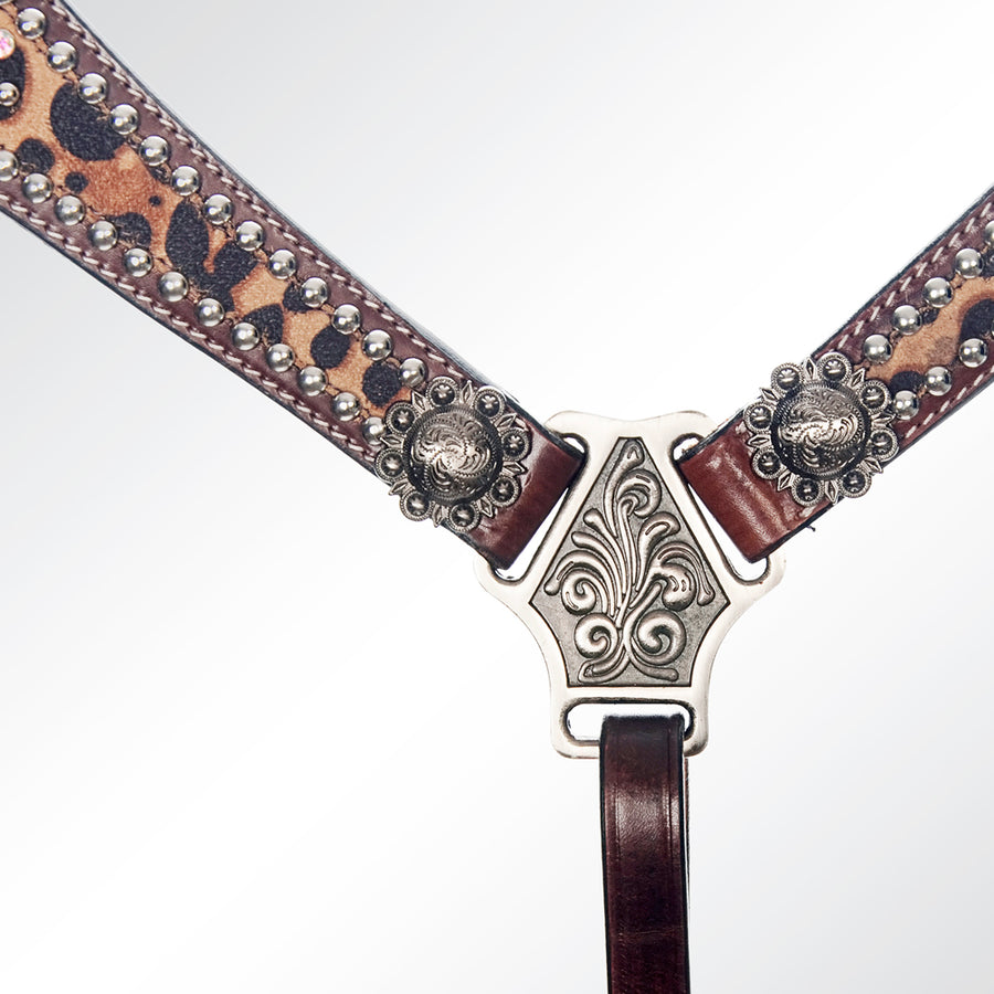 American Darling Western Horse Floral Genuine Leather Headstall Tack Set | Breast Collar for Horses