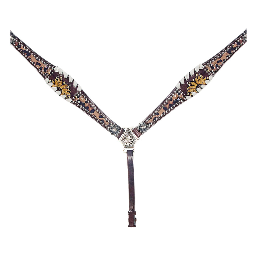 American Darling Western Horse Floral Genuine Leather Headstall Tack Set | Breast Collar for Horses