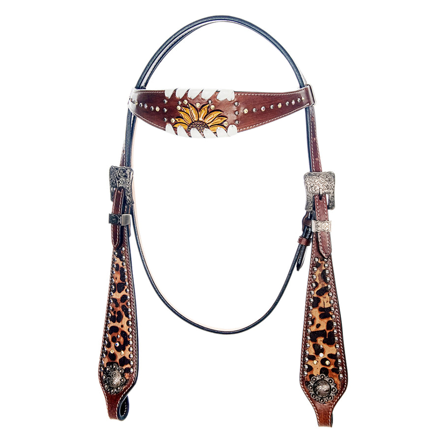 American Darling Western Horse Floral Genuine Leather Headstall Tack Set | Breast Collar for Horses