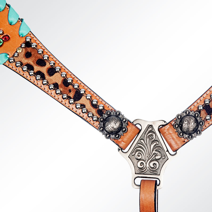American Darling Western Horse Floral Genuine Leather Headstall Tack Set | Breast Collar for Horses