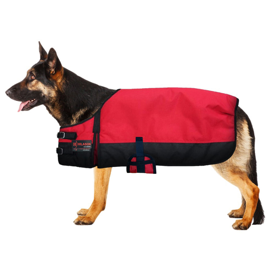 Large Hilason 200 gsm 600D Winter Turnout Waterproof Dog Blanket Red - Hilason