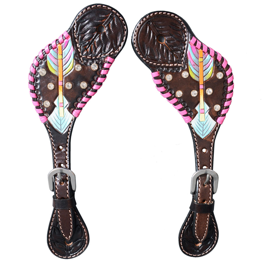 Hilason Western Horse Riding Leather Spur Strap Dark Brown - Uhorse