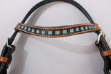 Hilason Western Horse Hand Tooled Genuine Leather Headstall Dark Brown