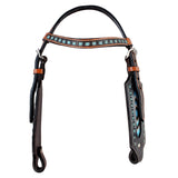 Hilason Western Horse Hand Tooled Genuine Leather Headstall Dark Brown