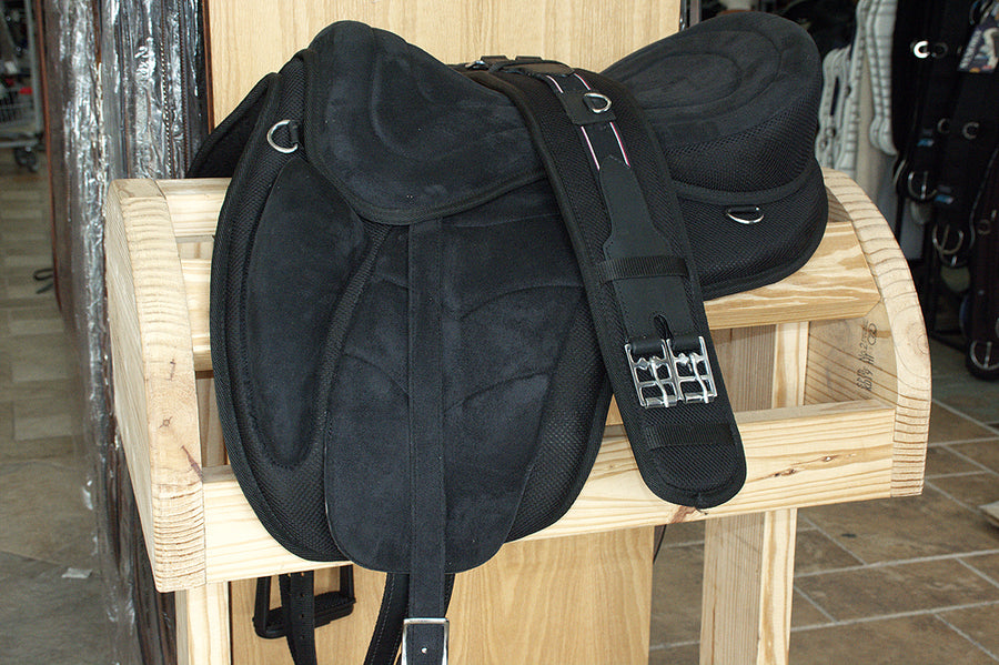 HILASON Large 19 in Western Bareback Horse Saddle Pleasure Trail Riding Treeless Black | Pad for Horses